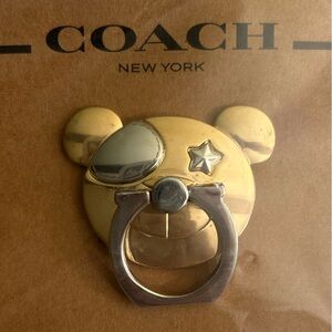 NWT Coach Teddy Bear Ring Stand for Phones